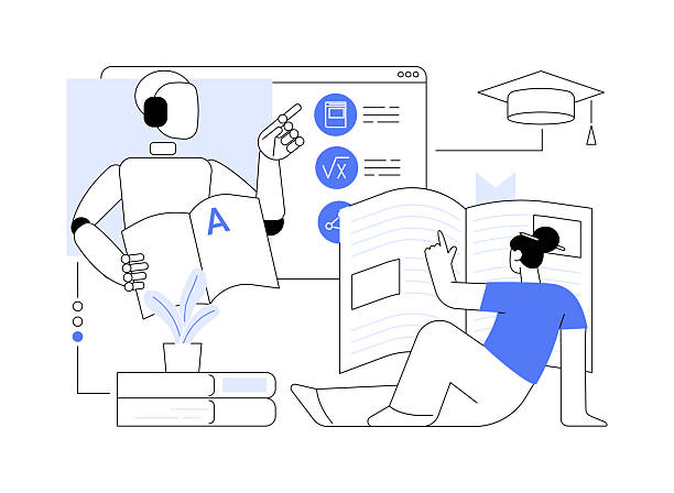 AI Customized Learning Paths abstract concept vector illustration. AI Customized Learning Paths abstract concept vector illustration. E-learning platforms use AI to create personalized learning paths for users based on their interests. abstract metaphor. education pathway infographic stock illustrations