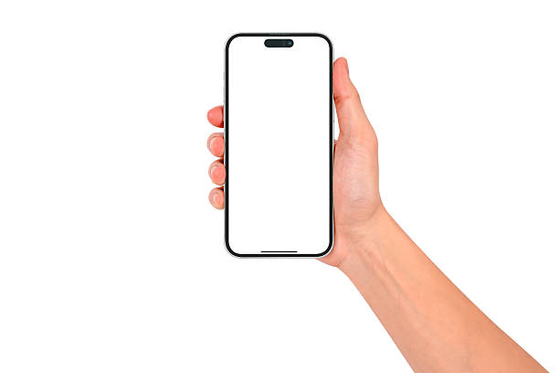 istock A hand showing a modern premium smartphone with a blank screen, isolated on white background. High quality studio shot. Concept for technology, business, finance, advertising, public relations and lifestyle themes. 2248338077