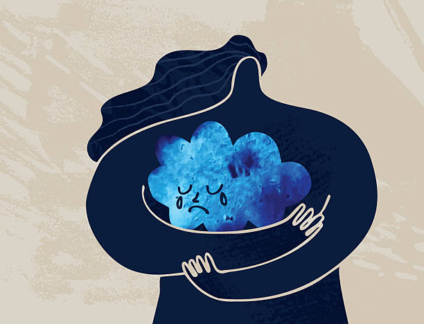 Embrace Your Grief A vector doodle-style illustration with handmade textures that visualizes the concept of embracing and understanding grief. grief stock illustrations