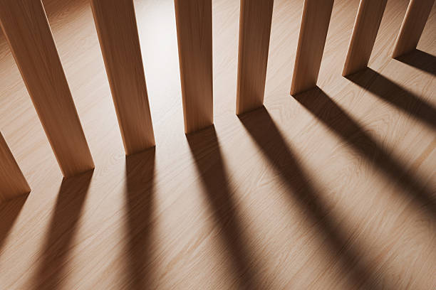 Wooden Slats Casting Long Shadows. High quality photo