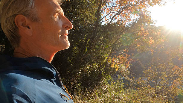 istock Mature man relaxes in forest at sunrise, Liguria 2248357564