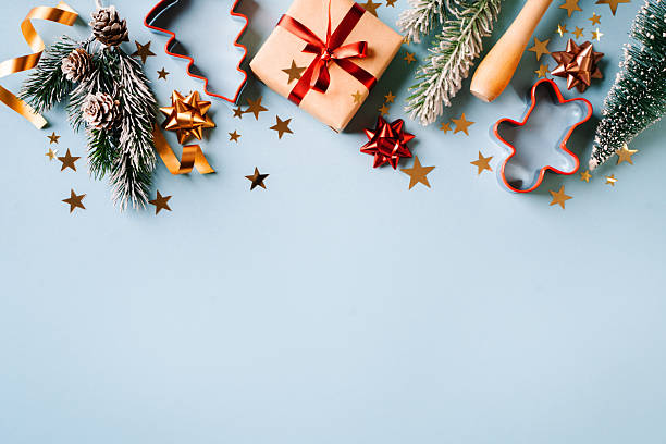 istock Christmas Gift and Decorations on Blue Background 2248358031