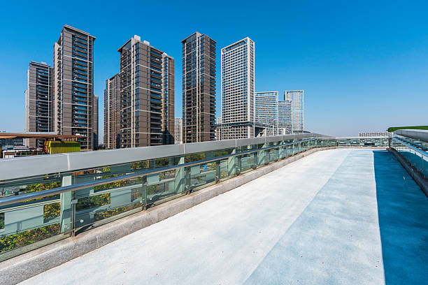 Running track with city skyline