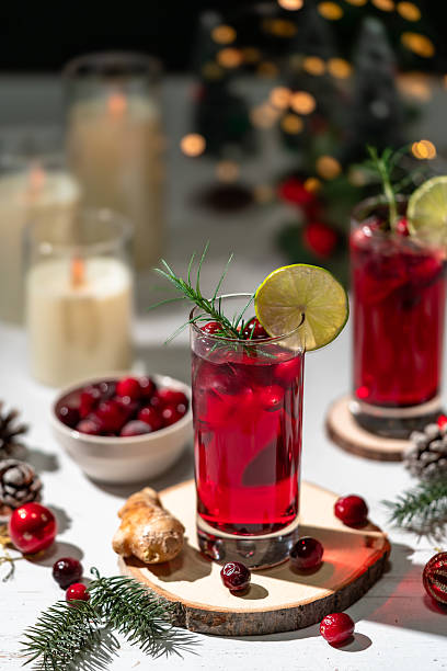 istock Cranberry giner fizz cocktail with Cristmas decolation 2248359807