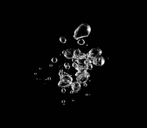istock white water bubble liquid abstract isolated black background. Concept of designing oxygen air underwater 2248363824