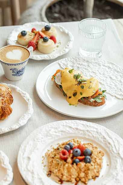istock Bruschetta with poached eggs, salmon and greens 2248365818