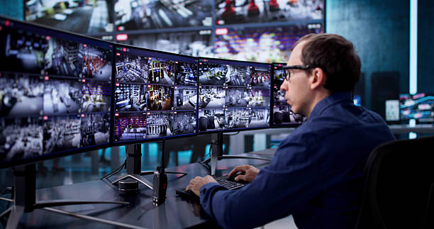 istock Corporate Office Security Guard Monitoring CCTV Surveillance 2248369758