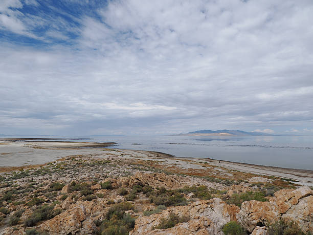 istock High angle panoramic view of Antelope Island peninsula and Great Salt Lake 2248371282