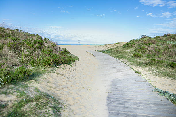Wooden path to the sea