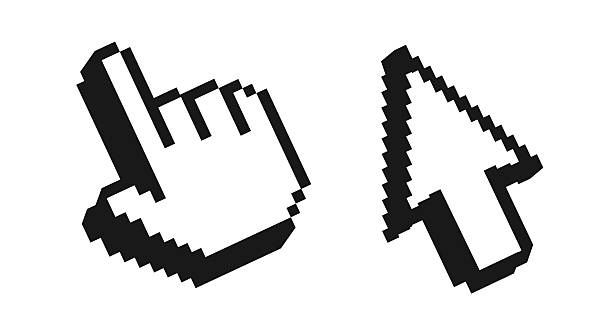 ilustrații de stoc cu set de pictograme cursor de pixeli 3d - săgeată de mouse