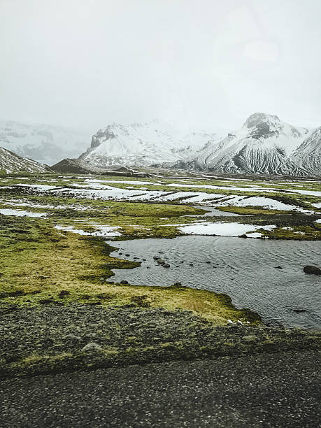 snowpeaked mountains in iceland
