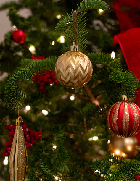 istock Natural Christmas Tree With Red and Gold Decorations. 2248394864
