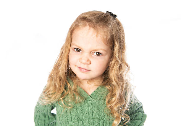 little girl 3 years old isolated on white background
