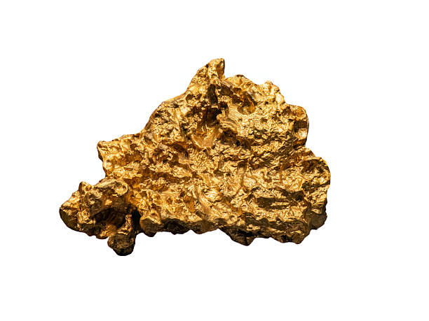 nugget of native gold on white, isolated