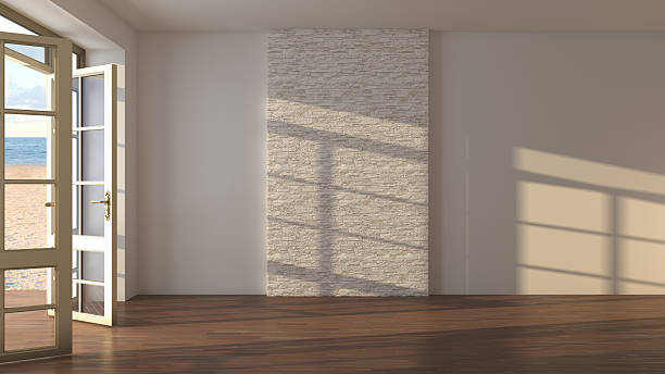 istock Interior with a Sea View. Empty Interior with Open Doors Leading to the Beach. 2248406085