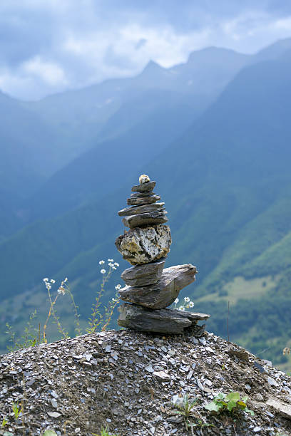 istock Stone cairn on a mountain landscape 2248407101