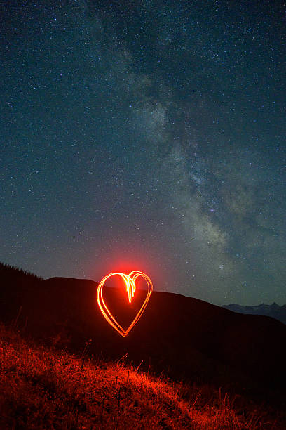 istock Light painting heart under Milky Way in Svaneti mountains 2248407103