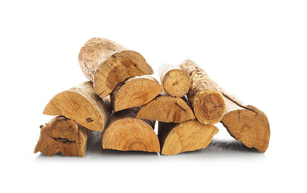 istock Pile of cut firewood isolated on white 2248411196