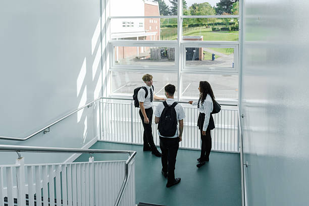 istock Teenage students talking on the school staircase 2248419485