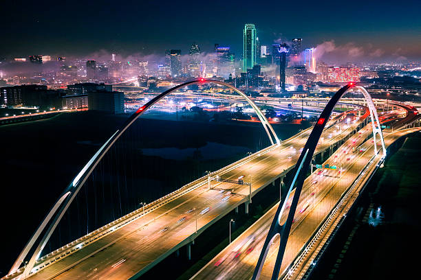 Aerial Drone clip over downtown Dallas, Texas