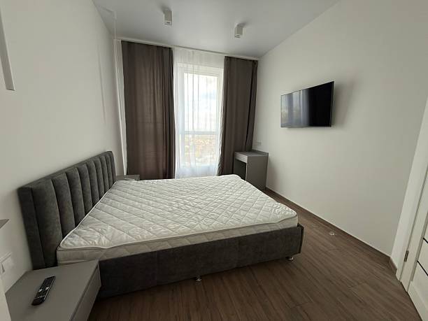 istock Modern Minimalist Bedroom Interior with Panorama Window 2248422625