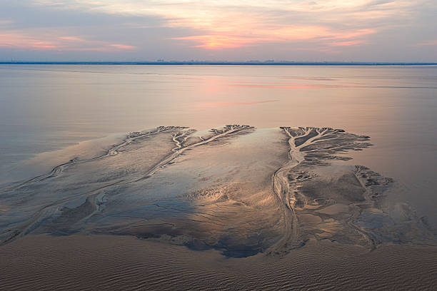 istock Pastel Sunset Over Tide Trees, Qiantang River, Haining, Zhejiang, China 2248423802