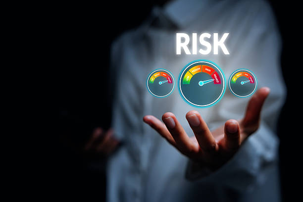 istock Risk level gauge icons floating above hand, risk assessment, safety evaluation, decision analysis, uncertainty management, performance monitoring, risk awareness concept 2248425528