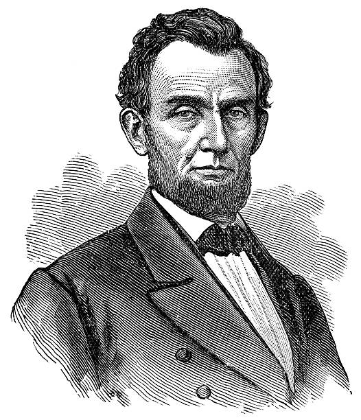 Portrait of Abraham Lincoln (1809 - 1865), 16th President of the United States. Vintage etching circa 19th century.