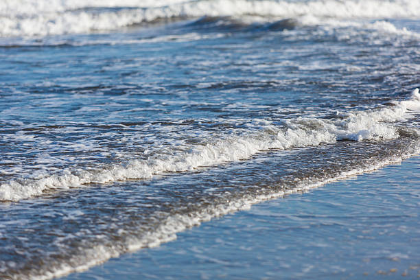 istock Calm ocean waves roll onto a sandy beach under clear blue sky, creating a tranquil seascape 2248430939