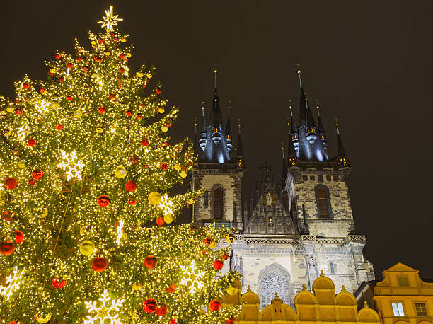 istock Christmas tree and cathedral at night, Prague 2248432626