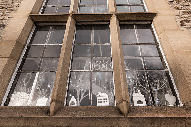Winter window with Christmas decoration