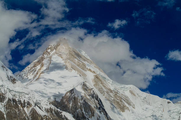 istock Khan Tengri peak in Tien Shan mountains with snow-covered slopes, sharp ridges, glacier terrain and clear sky 2248436426