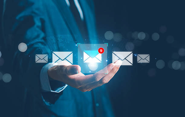 istock Email marketing concept, Human touch on email and surfing the internet with email icon, email icon, e-mail communication, e-mail marketing concept, send e-mail or news letter, online working internet. 2248445937