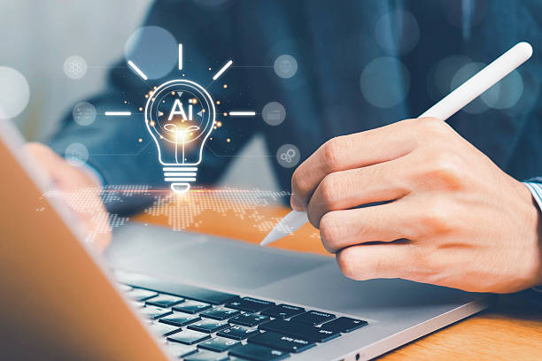 istock AI or Artificial intelligence concept. Man is holding a bright light bulb and has an AI chip and gears inside. future digital technology, Intelligent machine robot, Data science, Futuristic knowledge 2248446100