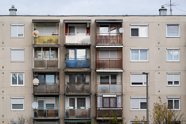 istock Apartment building with colorful balconies 2248447557