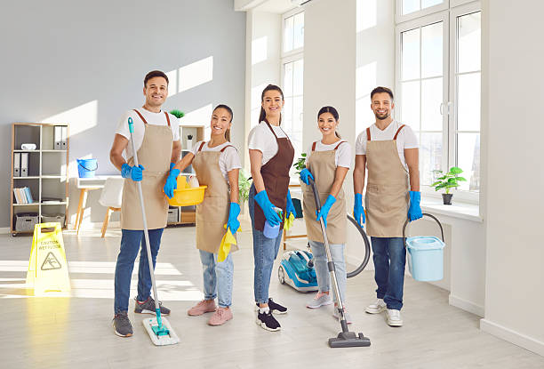 istock Cleaner group portrait, happy workers with tools, professional janitor service busy cleaning home 2248448629