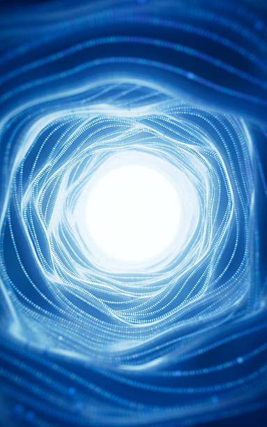 istock Dark round tunnel with glowing neon lines, 3d rendering. 2248449852