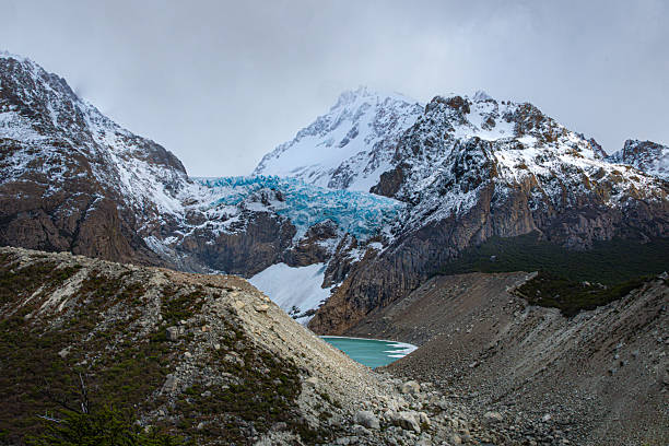The Piedras Blancas glacier is a hanging glacier near El Chalten, Argentina