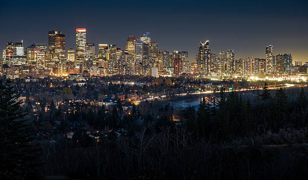 istock Panoramic view of downtown Calgary at night from the west 2248452412