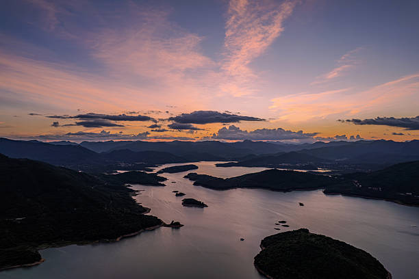 istock A reservoir and mountains in the sunset glow 2248457476