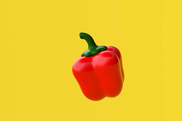 istock Carrot bell pepper on yellow background. 3D Rendering. 2248459005
