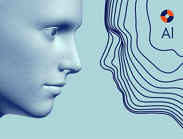 istock Visual contact. The concept of rivalry. Two opponents facing each other. Conflict. A digital human head made of lines and dots. Artificial intelligence concept. 3d vector for design. 2248466750