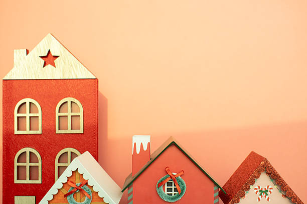 Christmas village sunset landscape with copy space.
