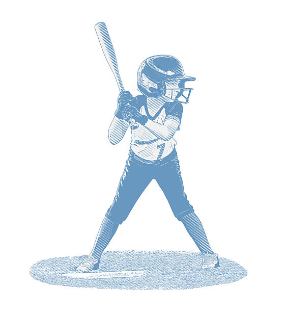 Native American Girl playing softball. At bat.