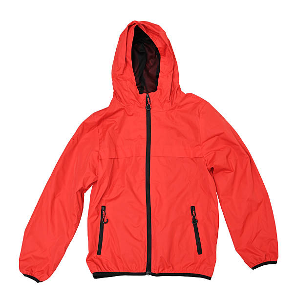 istock Demi-season red jacket with hood isolated on a white background. 2248473734