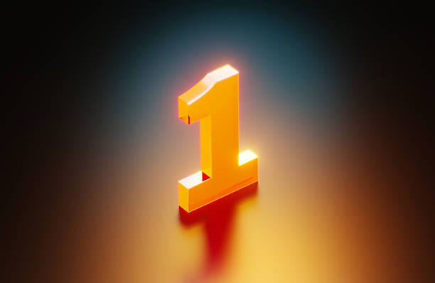 istock Orange Colored Number 1 Glowing  On Black Background 2248473802