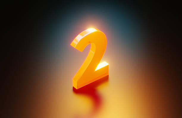 istock Orange Colored Number 2 Glowing  On Black Background 2248473823