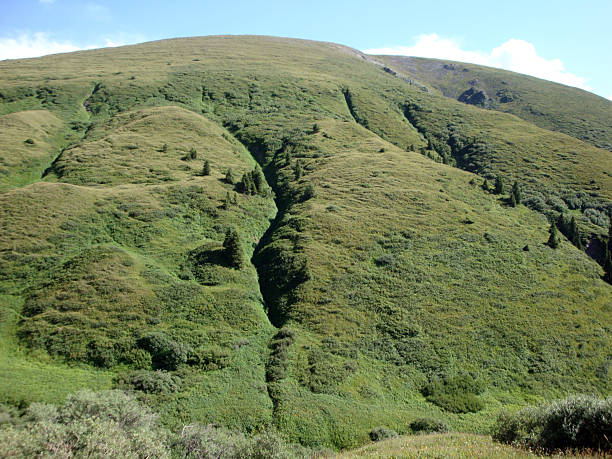 istock Green grassy hillside with natural terrain features 2248479842