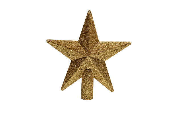 istock Gold glitter star tree topper isolated on white background. 2248480947