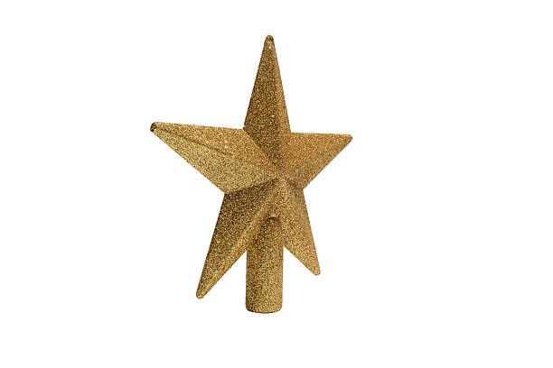 istock Gold glitter star tree topper in side view, isolated on white. 2248481096